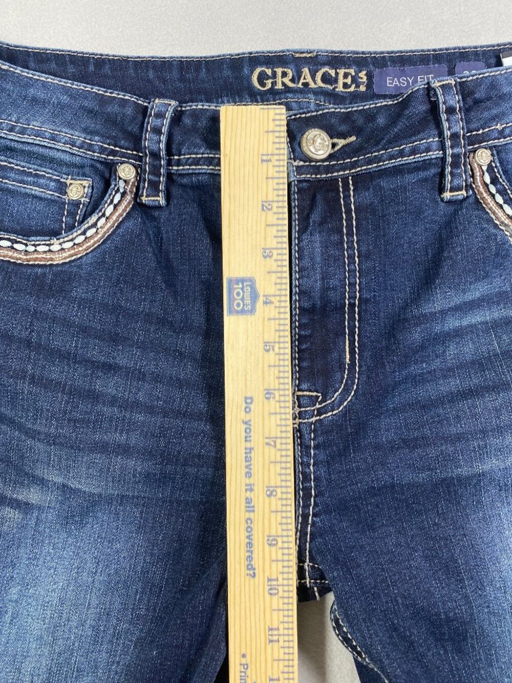 Grace in LA Easy Fit Bootcut Jeans Embroidered Horseshoe Womens Size 33 - Picture 13 of 16